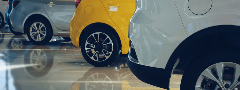 Cars in showroom