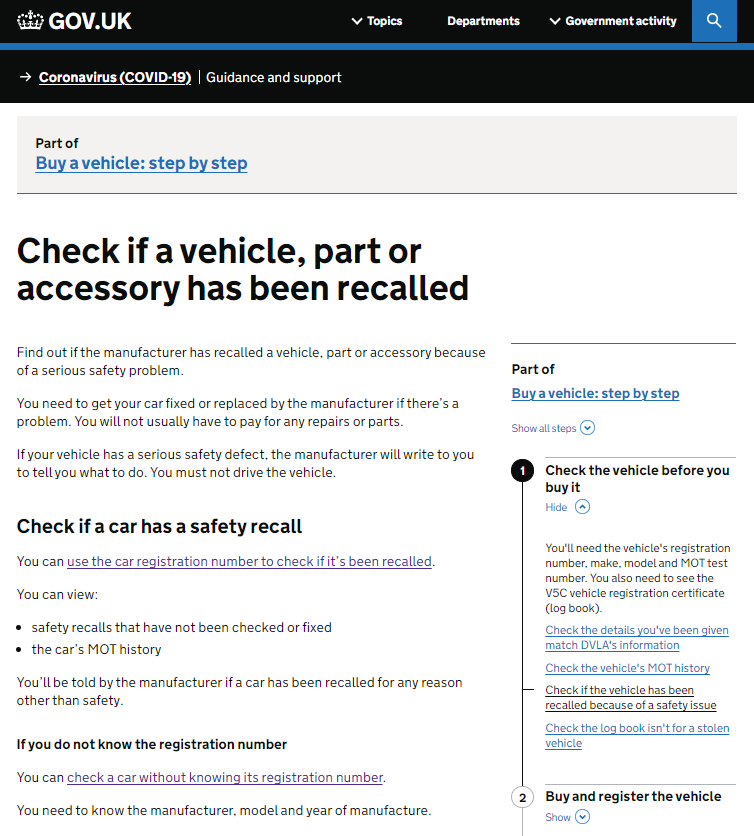 car recall check